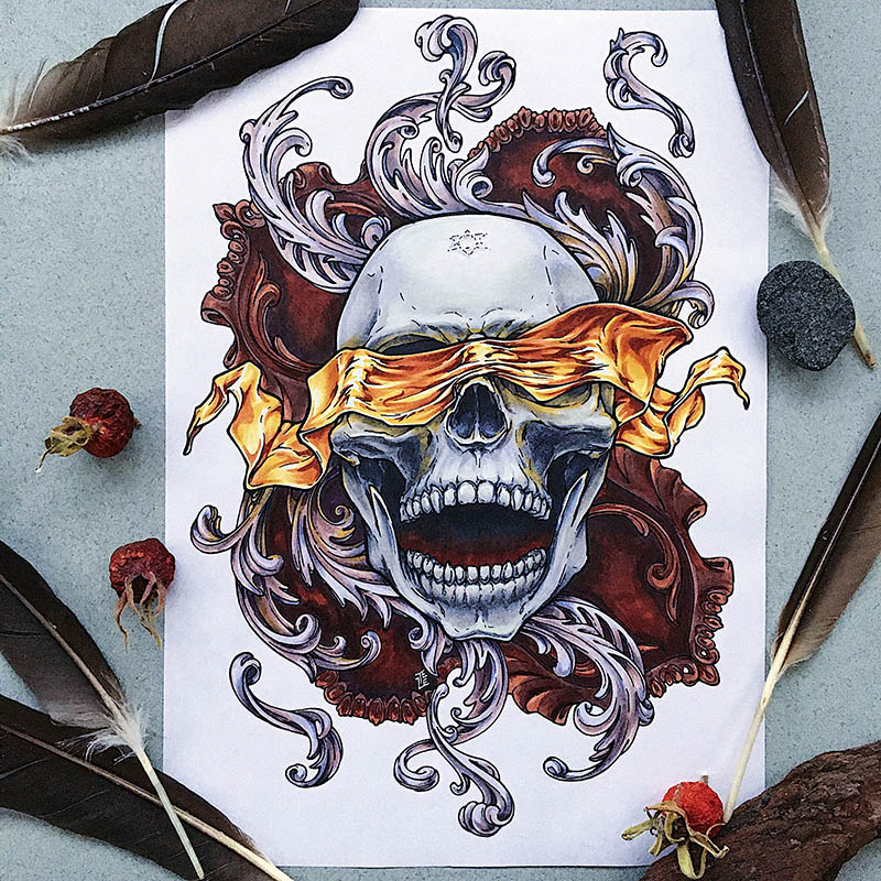 “Dark Baroque Skulls” prints