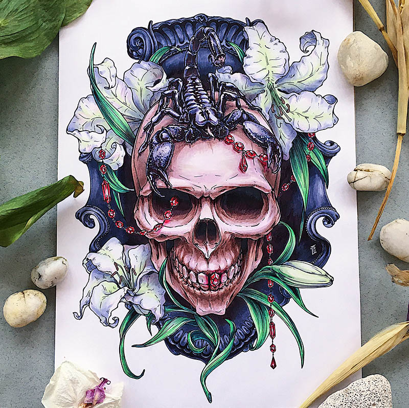 “Dark Baroque Skulls” prints