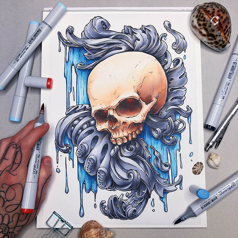 “Dark Baroque Skulls” prints