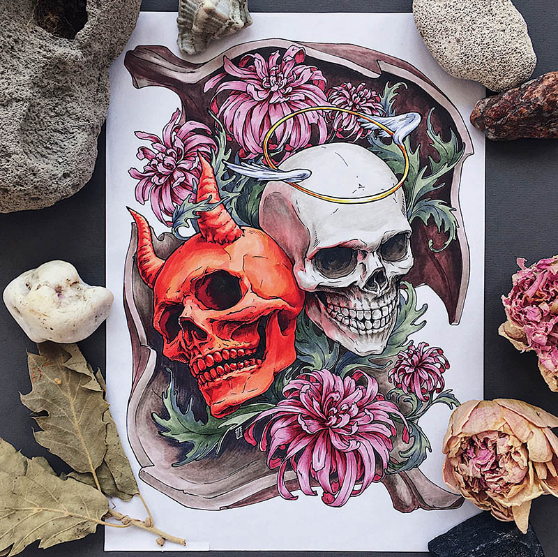 “Dark Baroque Skulls” prints