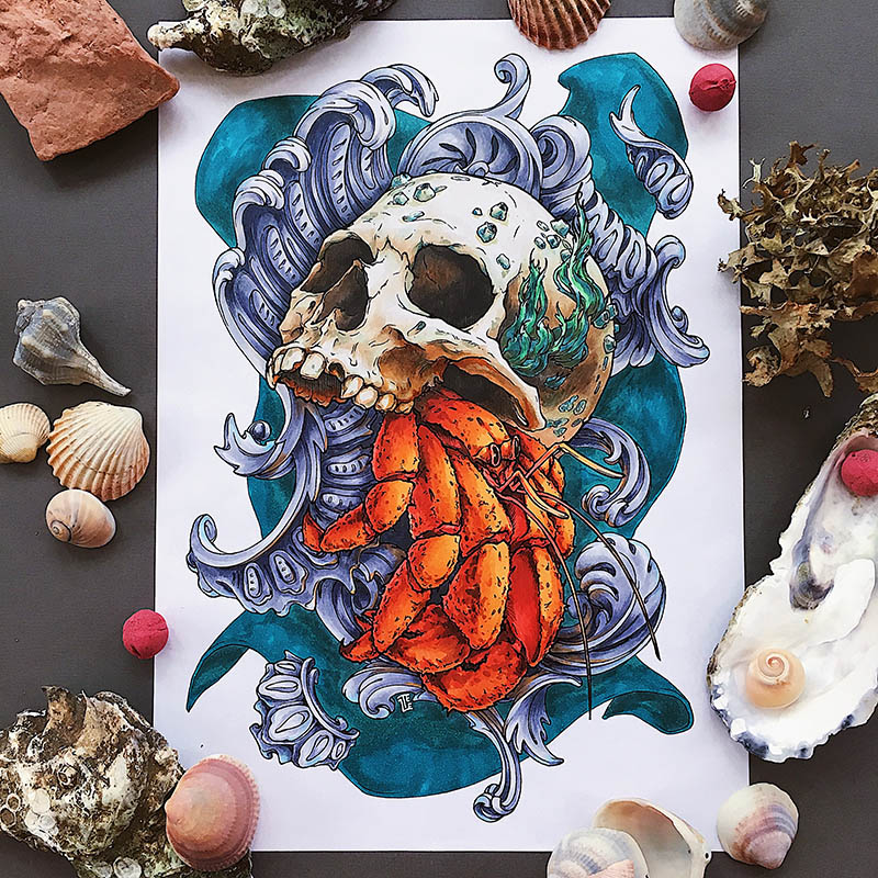 “Dark Baroque Skulls” prints