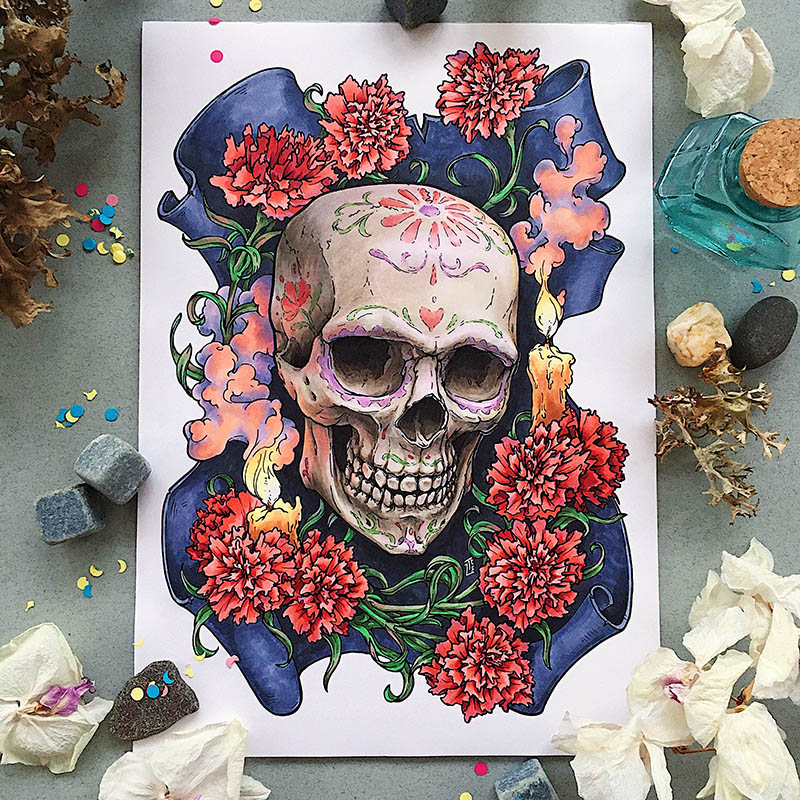 “Dark Baroque Skulls” prints