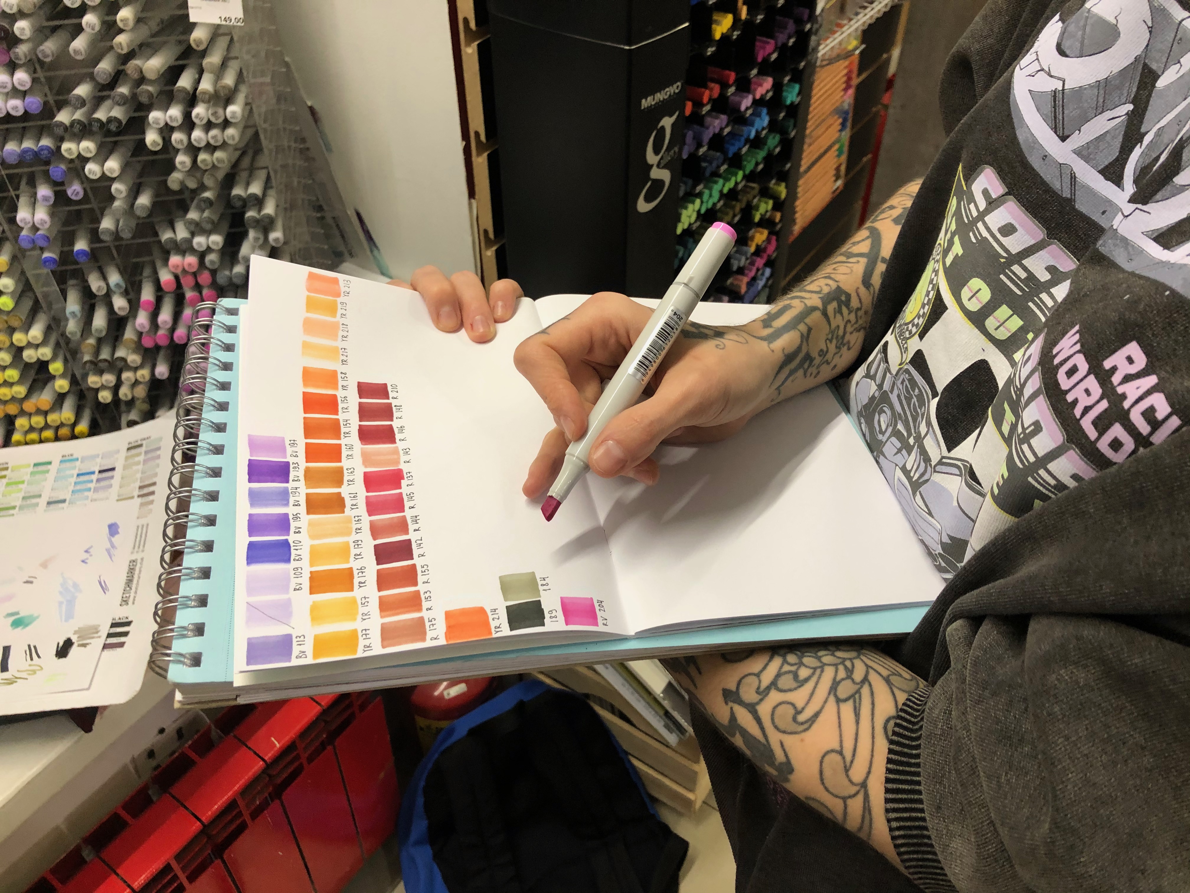 Collecting markers samples in the Vik-Art store on Sadovaya