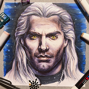 Male portrait — drawing a main character of “The Witcher” series by Netflix